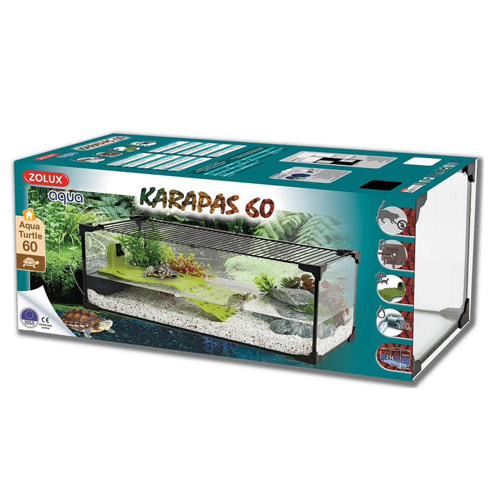 Zolux Karapas Aqua Pro 60 - Akwaterrarium dla Żółwia Wodnego 60x30x20cm, Białe.jpg